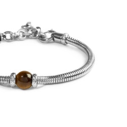 Bracciale Unisex Marlù 13BR137-M catena snake con sfera centrale marrone