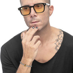 Bracciale Unisex Marlù 13BR137-M catena snake con sfera centrale marrone
