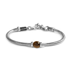 Bracciale Unisex Marlù 13BR137-M catena snake con sfera centrale marrone