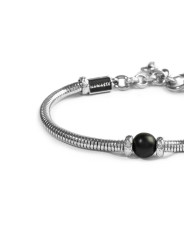 Bracciale Unisex Marlù 13BR137-N catena snake con sfera centrale nero