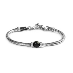 Bracciale Unisex Marlù 13BR137-N catena snake con sfera centrale nero