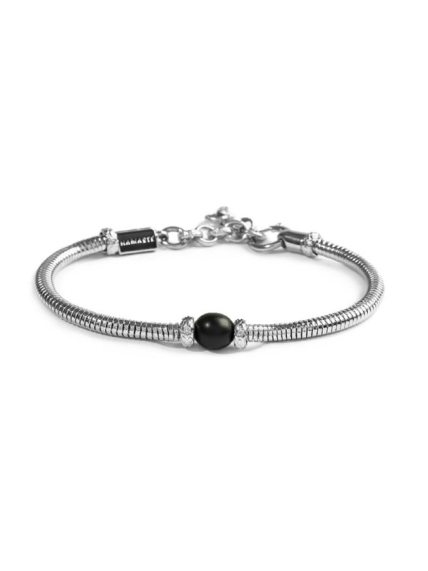 Bracciale Unisex Marlù 13BR137-N catena snake con sfera centrale nero