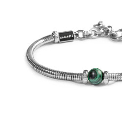 Bracciale Unisex Marlù 13BR137-V catena snake con sfera centrale verde