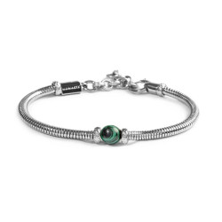 Bracciale Unisex Marlù 13BR137-V catena snake con sfera centrale verde