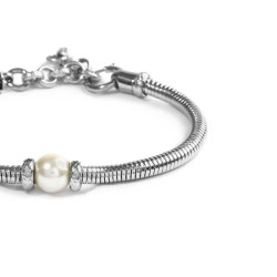 Bracciale Unisex Marlù 13BR137-W catena snake con sfera centrale bianco