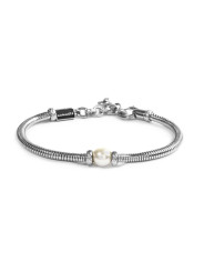 Bracciale Unisex Marlù 13BR137-W catena snake con sfera centrale bianco