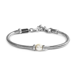 Bracciale Unisex Marlù 13BR137-W catena snake con sfera centrale bianco