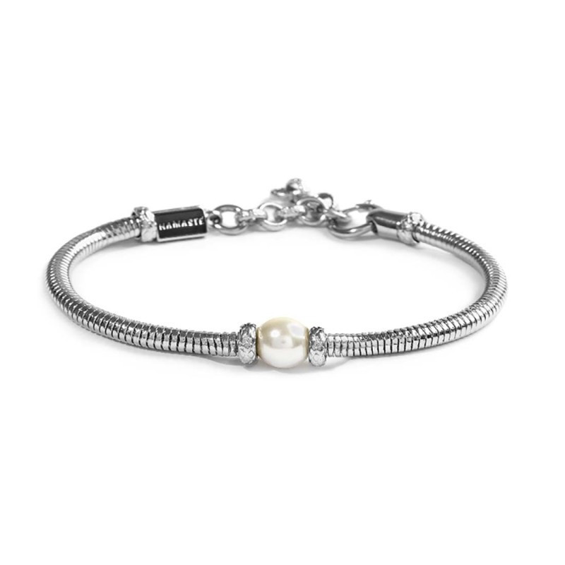 Bracciale Unisex Marlù 13BR137-W catena snake con sfera centrale bianco Bracciale Unisex Marlù 13BR137-W catena snake con sfera centrale bianco