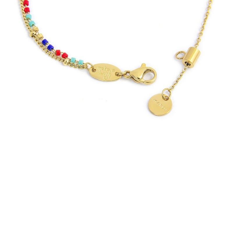 Bracciale Unisex Marlù 18BR191-T catena grumetta e myuki turchese