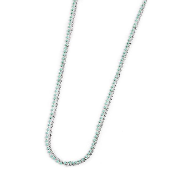 Collana Donna Marlù 18CN096-T catena grumetta e miyuki turchese Collana Donna Marlù 18CN096-T catena grumetta e miyuki turchese