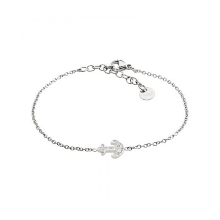 Bracciale Donna Marlù Time To 18BR048 in Acciaio con Ancora Centrale e Cristalli