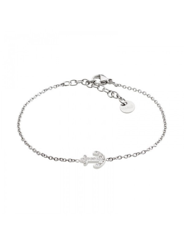 Bracciale Donna Marlù Time To 18BR048 in Acciaio con Ancora Centrale e Cristalli