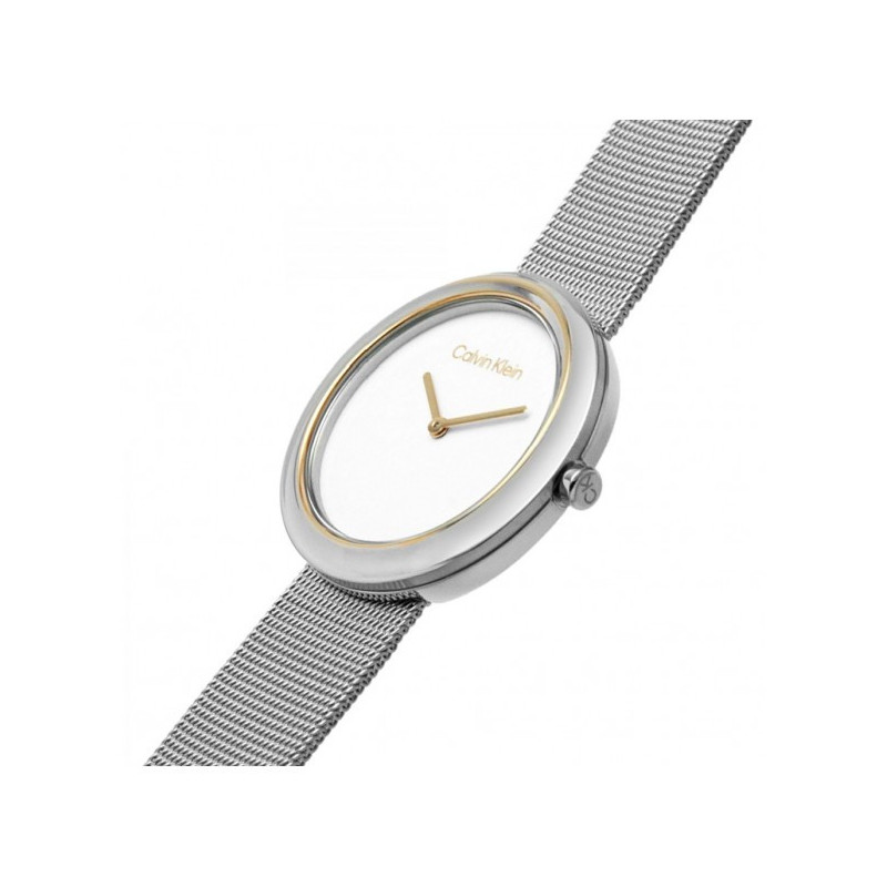 Orologio Donna Calvin Klein Sculptural twisted bezel 25200011 Acciaio Silver