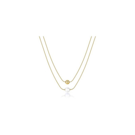 Collana Donna doppio filo Brosway Perfect in acciaio dorato con sfera BPC47