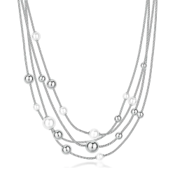 Collana Donna multifilo Brosway in acciaio con sfere e perle BPC50