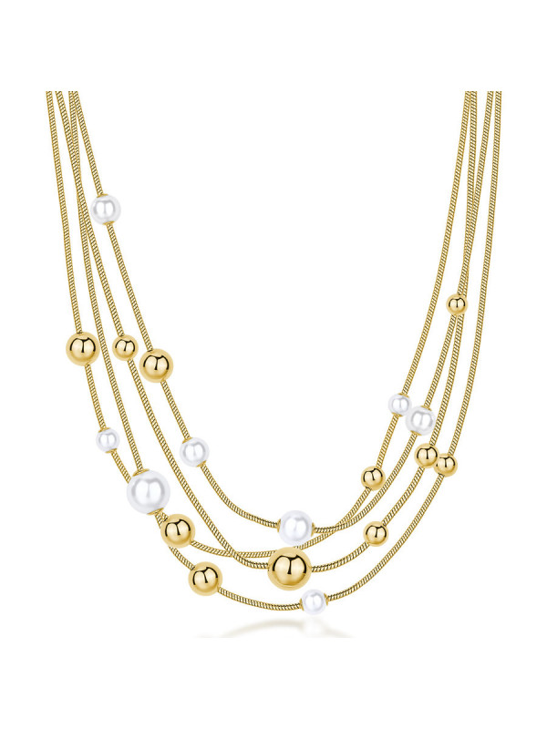 Collana Donna multifilo Brosway in acciaio Giallo con sfere e perle BPC51