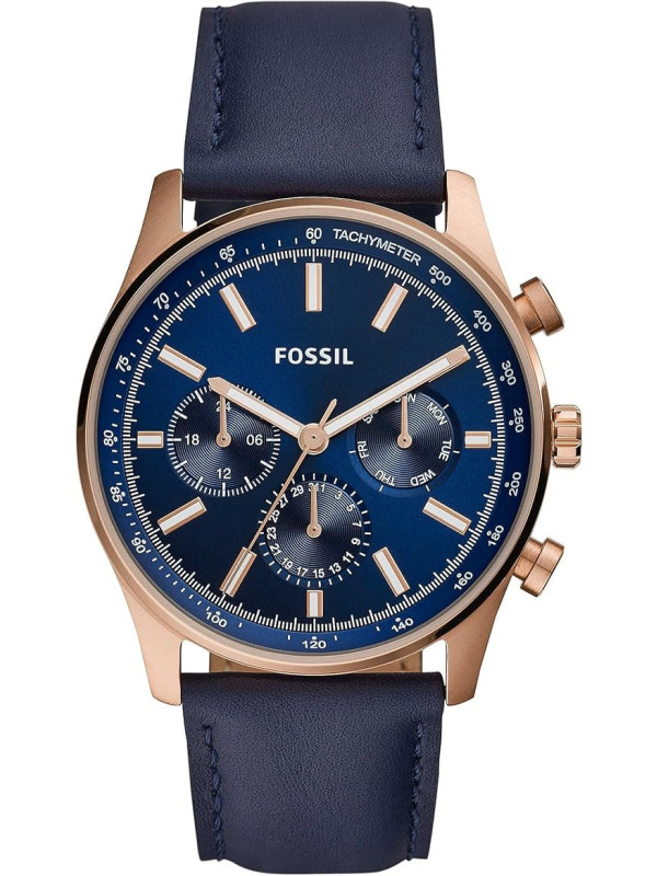 Orologio Uomo Fossil Sullivan BQ2449IE Cinturino Pelle Blu Cassa 44mm