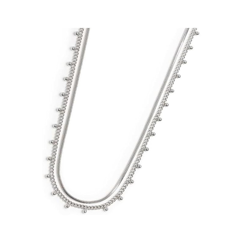 Collana Donna Marlù doppia catena snake e grumetta con sfere 33CN0026 Collana Donna Marlù doppia catena snake e grumetta con sfere 33CN0026
