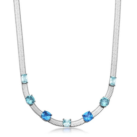 ollana Donna Snake Brosway Dreaming BIG05 Acciaio e Zirconi Azzurri