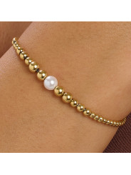 Bracciale Donna Brosway in Acciaio Oro e Perle Perfect BPC14