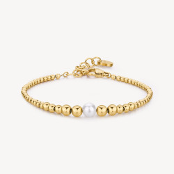 Bracciale Donna Brosway BPC14 – Acciaio Oro & Perle | Eleganza Perfect