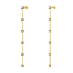 Orecchini Donna Brosway BIG26 – Pendenti in Acciaio Oro con Zirconi Viola