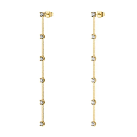 Orecchini Donna Brosway BIG26 – Pendenti in Acciaio Oro con Zirconi Viola