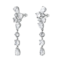 Orecchini Donna Brosway BIG24 – Pendenti in Acciaio Silver con Zirconi