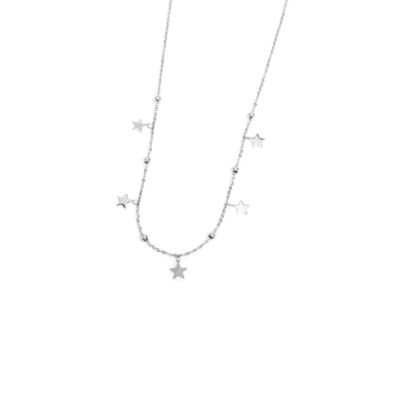 Collana Donna Marlù Time To 18CO012 in Acciaio Colore Argento con Stelle Lucky