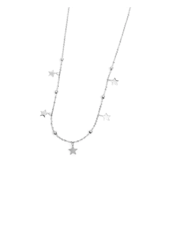 Collana Donna Marlù Time To 18CO012 in Acciaio Colore Argento con Stelle Lucky
