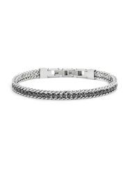 Bracciale Uomo Marlù Sparkles 31BR0001N-M in Acciaio 316 Catena Grumetta Argento