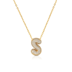 Collana Ops Bubble Lettera S OPSCL-1033 in Acciaio Oro