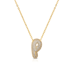 Collana Donna Ops Bubble Lettera P OPSCL-1031 in Acciaio Oro