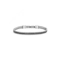 Bracciale Uomo Tennis Marlù 31BR0002N-M in Acciaio 316L con Cristalli Neri