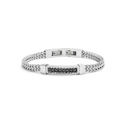 Bracciale Uomo Marlù Sparkles 31BR0004-N in Acciaio 316L con Cristalli Neri