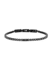Bracciale Uomo Tennis Marlù 31BR0005NN-S in Acciaio 316L Nero con Cristalli