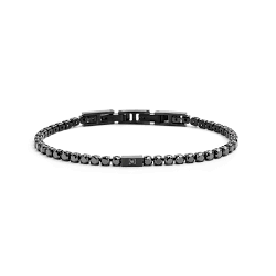 Bracciale Uomo Tennis Marlù 31BR0005NN-S in Acciaio 316L Nero con Cristalli