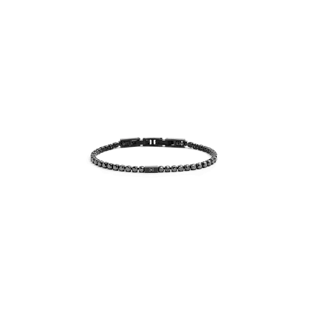 Bracciale Uomo Tennis Marlù 31BR0005NN-S in Acciaio 316L Nero con Cristalli