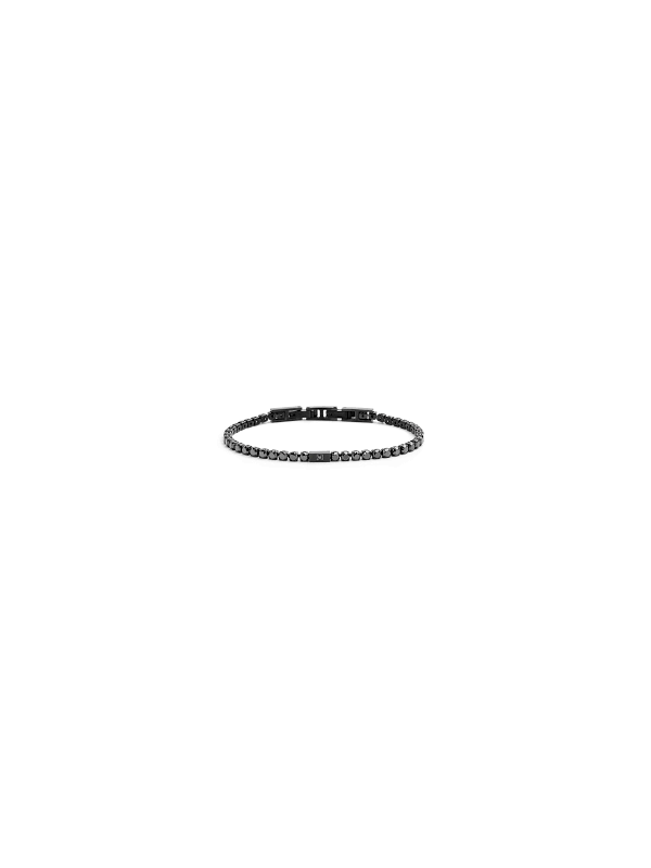 Bracciale Uomo Tennis Marlù 31BR0005NN-S in Acciaio 316L Nero con Cristalli