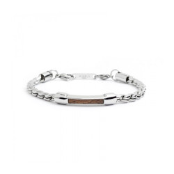 Bracciale Uomo Marlù Man Class 4BR1816M in Acciaio 316L Argento e Marrone