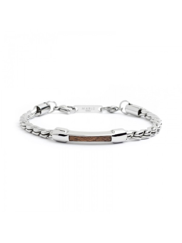 Bracciale Uomo Marlù Man Class 4BR1816M in Acciaio 316L Argento e Marrone