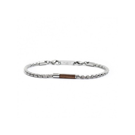 Bracciale Uomo Man Class Marlù 4BR1821M in Acciaio 316L Argento e Marrone