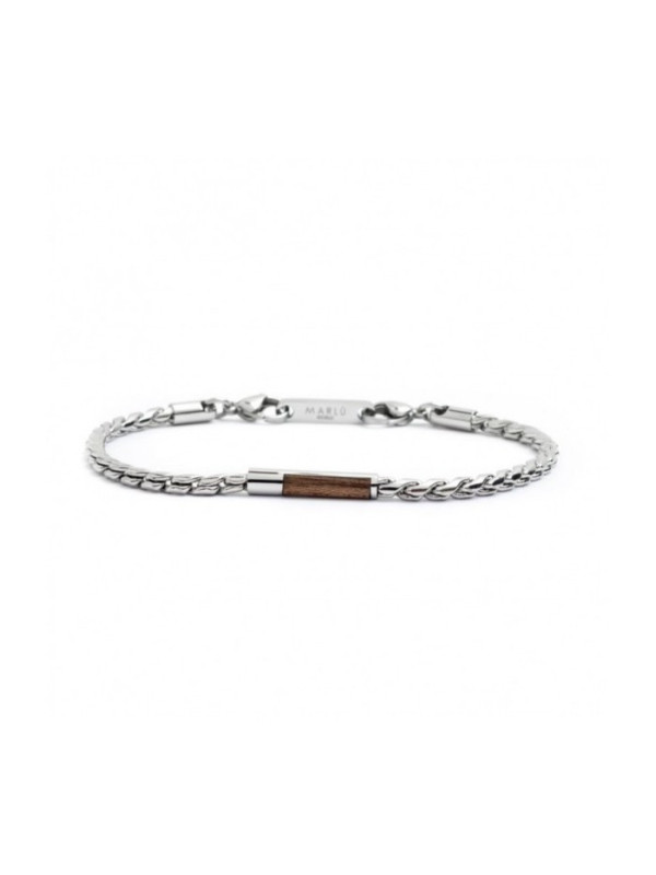 Bracciale Uomo Man Class Marlù 4BR1821M in Acciaio 316L Argento e Marrone