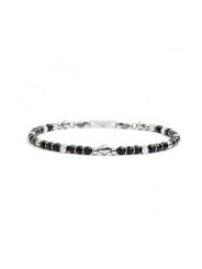Bracciale Uomo Marlù 4BR1822N in Acciaio 316Lcon Pietra Agata Nera ed Ematite