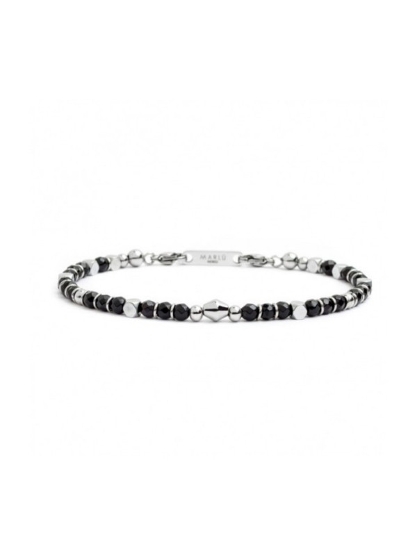 Bracciale Uomo Marlù 4BR1822N in Acciaio 316Lcon Pietra Agata Nera ed Ematite
