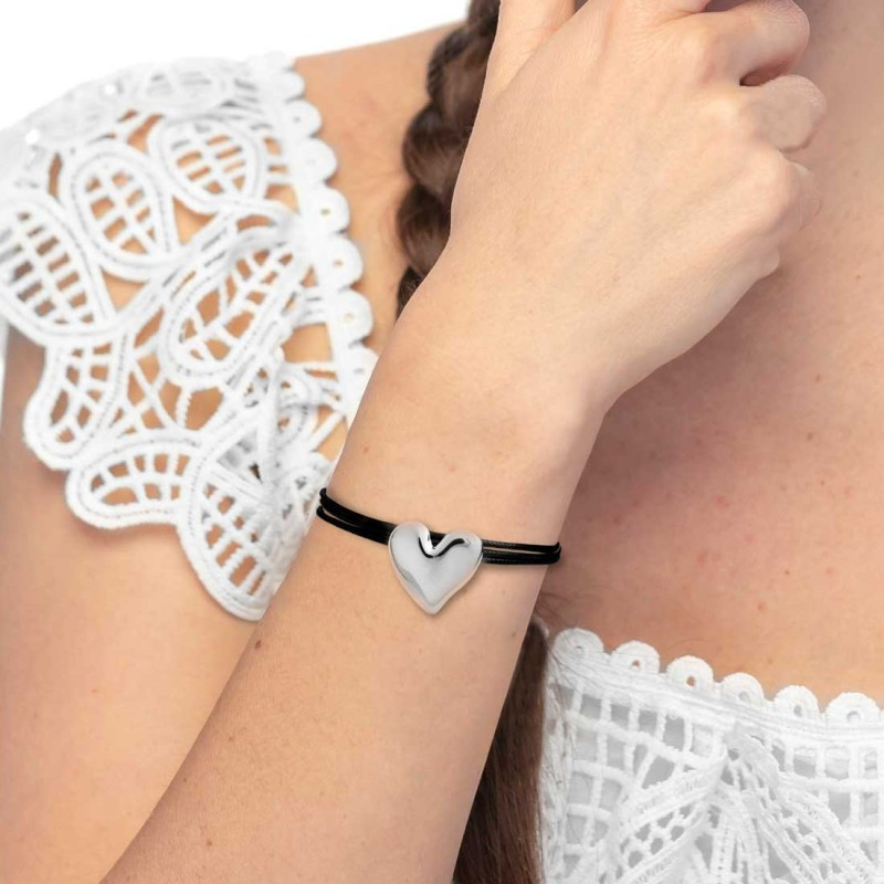 Bracciale Donna Marlù 33BR0054-N triplo filo con cordino cerato con cuore irregolare