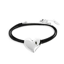 Bracciale Donna Marlù 33BR0054-N triplo filo con cordino cerato con cuore irregolare