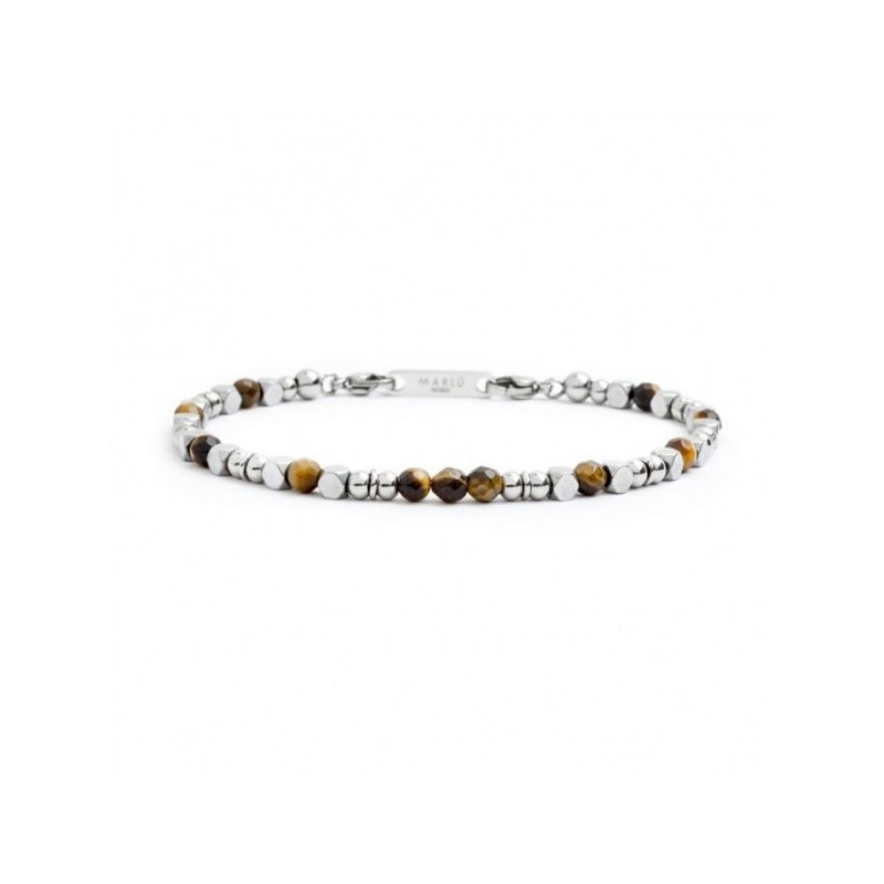 Bracciale Uomo Marlù 4BR1824M in Acciaio 316L con Pietra Occhio di Tigre Bracciale Uomo Marlù 4BR1824M in Acciaio 316L con Pietra Occhio di Tigre