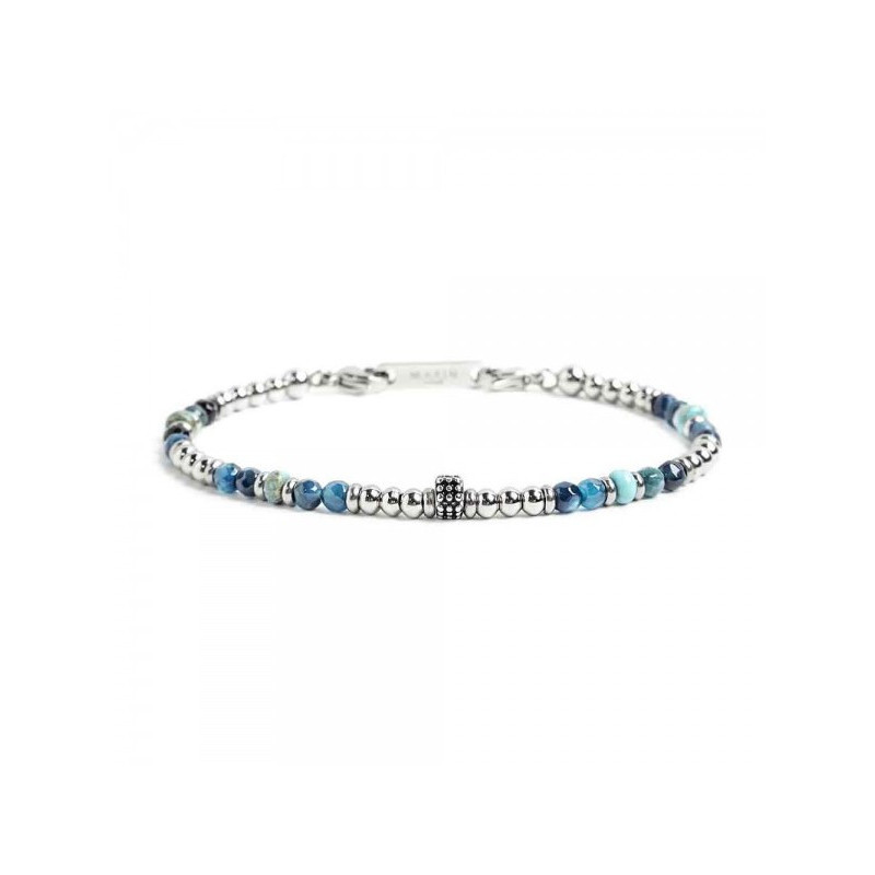 Bracciale Uomo Marlù 1BR0006 in Acciaio 316L con Pietre Agata Blu 4mm Bracciale Uomo Marlù 1BR0006 in Acciaio 316L con Pietre Agata Blu 4mm