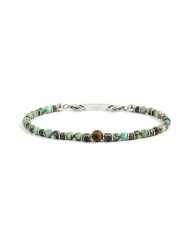 Bracciale Uomo Marlù 1BR0013 in Acciaio 316L Pietre Argento, Verde e Marrone